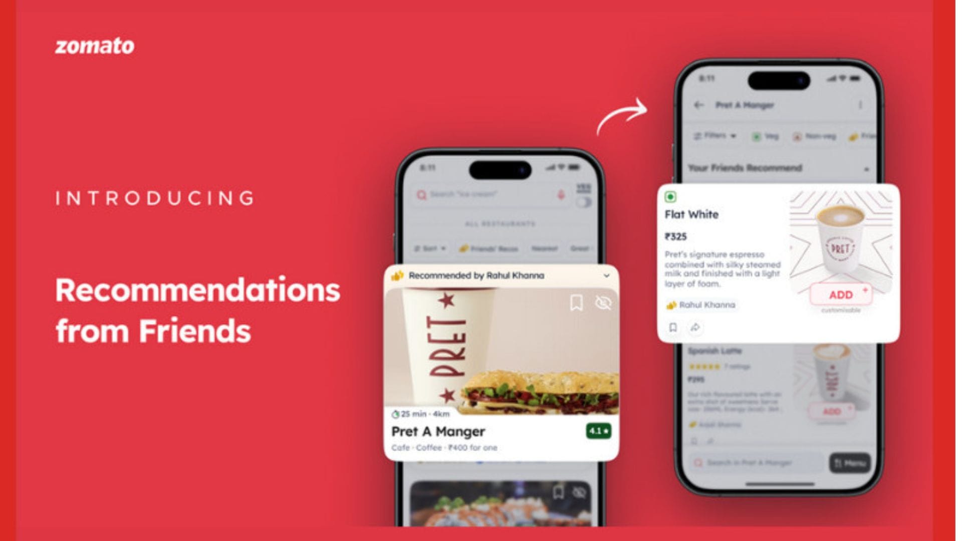 Zomato Recommendations from Friends feature